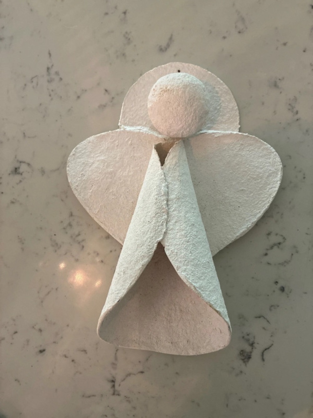 White Papier-Mâché Angel Christmas Tree Topper – 11 Inches